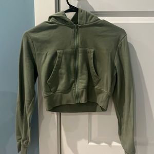 Green cropped zip up Zine sweatshirt